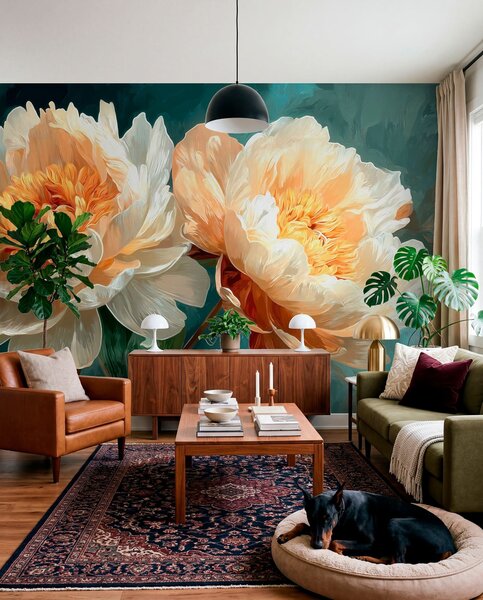 Carta da parati Peonie, Carta da parati Floreale, w05338 : Uwalls.it