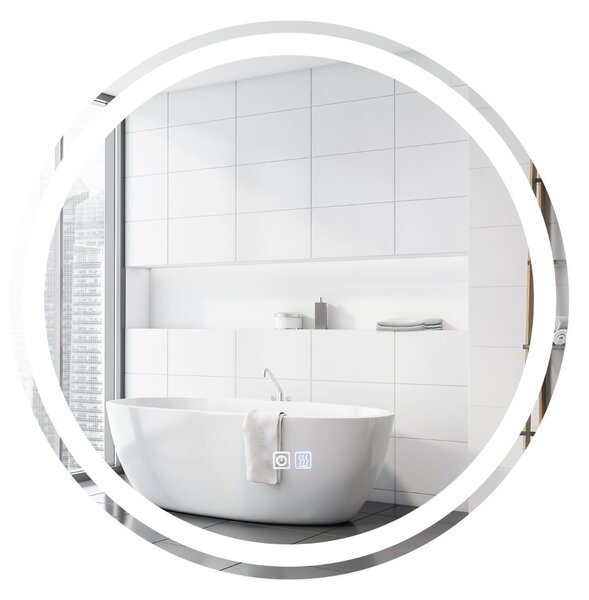 Costway Specchio LED rotondo da bagno a parete, Specchio impermeabile con luminosità e temperatura del colore regolabili