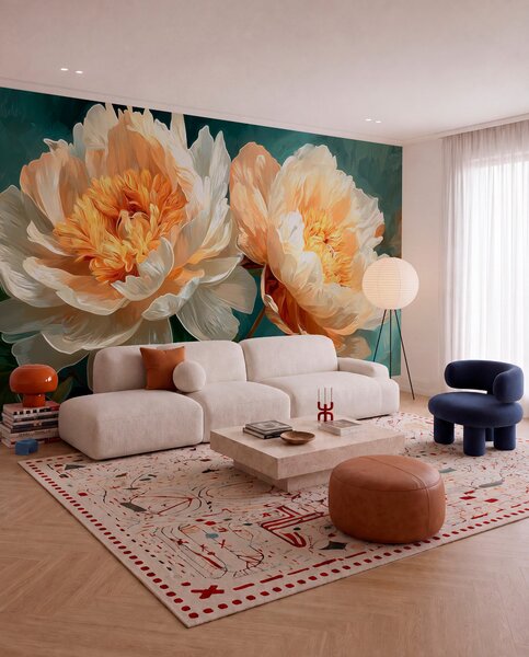 Carta da parati Peonie, Carta da parati Floreale, w05338 : Uwalls.it