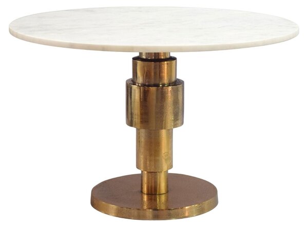 Tavolino da salotto WOHNLING, colore oro, diametro 60 cm, con piano in marmo bianco. Tavolino rotondo, moderno, in alluminio, ideale per il divano. Tavolino ausiliario in alluminio, design elegante, realizzato a mano