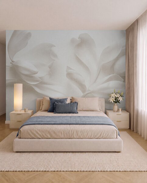 Carta da parati Fiori di magnolia bianchi dalla trama ricca, con petali delicati,, Carta da parati 3D, Carta da parati Fiori 3D, w09771 : Uwalls.it