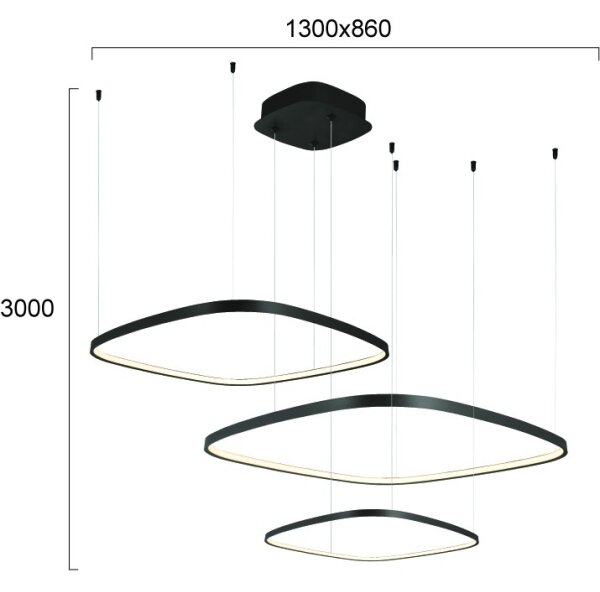 Lampadario LED dimmerabile a cavo LORENZO LED/70W/230V 3000/4000/6000K nero + telecomando
