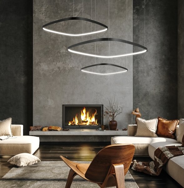 Lampadario LED dimmerabile a cavo LORENZO LED/70W/230V 3000/4000/6000K nero + telecomando