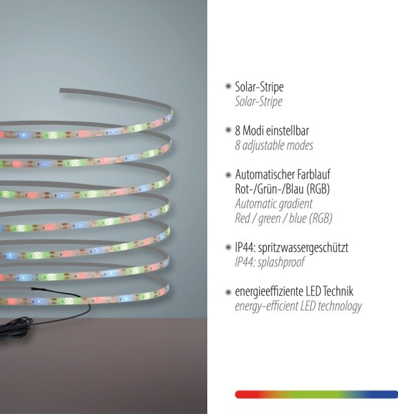 JUST LIGHT. 19971-18 - Striscia LED RGB solare TEANIA LED//3,7V 5 m 1200 mAh IP44