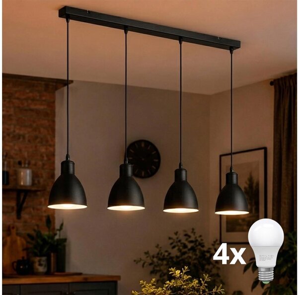 Brilagi - Lampadario LED a sospensione con cavo RIDDY 4xE27/60W/230V nero
