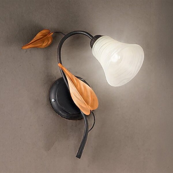 Applique classico due p illuminazione tosca ap1 e14 led metallo brunito vetro bianco - Due P Illuminazione
