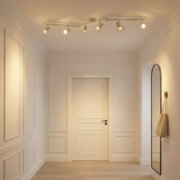 Plafoniera Lindby, Piena, dimmerabile, Beige, Sala da pranzo, Metallo, Moderno