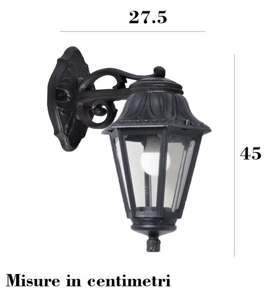 Applique esterno top light asti ap ne down e27 led ip55 resina - Top Light