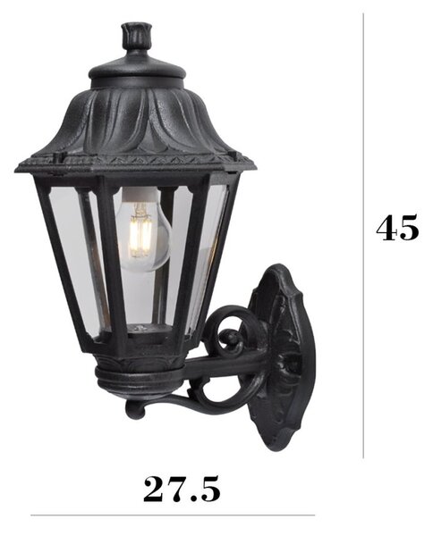 Applique esterno top light asti ap ne up e27 led ip55 resina - Top Light