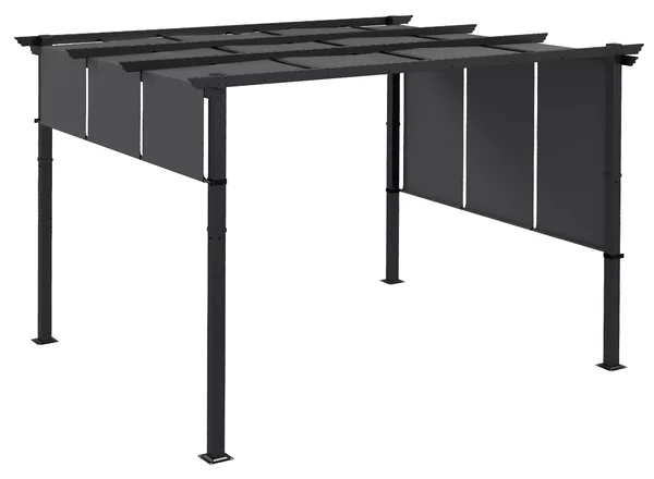 Outsunny Gazebo Pergola 3x3.5 m con 3 Tettucci Regolabili in Acciaio e Poliestere Anti UV, Grigio