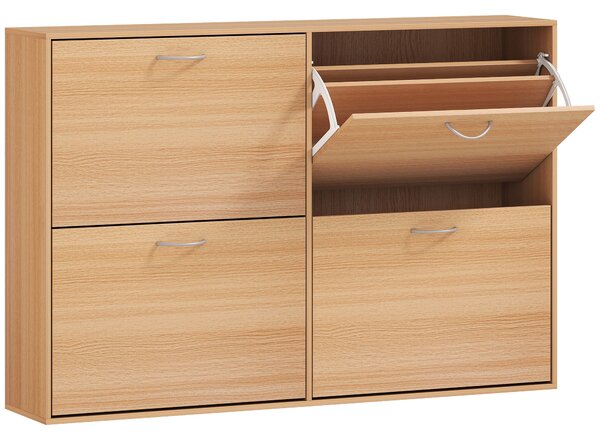 HOMCOM Scarpiera Salvaspazio Capacità 24 Ingresso e Camera da Letto Legno 120x24x81cm|Aosom