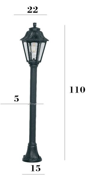 Lampioncino esterno top light asti pa110 ne e27 led ip55 resina - Top Light