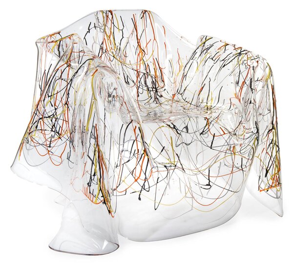 Poltrona In Plexiglass DRAPPEGI D'AUTORE Dimensioni 108x103x h 45 SEDUTA, MAX 76 cm, plexiglass 5 mm portata massima 120 kg Colore Multicolor