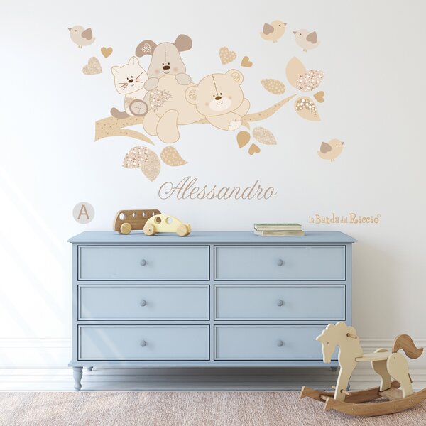 Alberi Ramo Cuccioli Azzurro - Adesivi Murali per Bambini