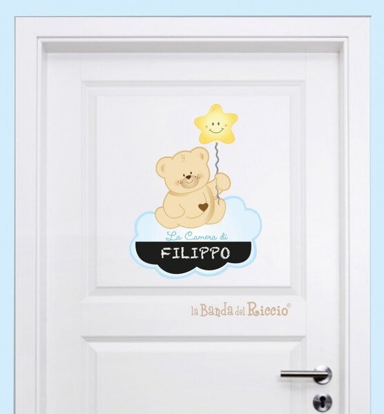 Adesivi porta Orsetto sulle Nuvole Adesivo per porta Rosa - Adesivi Murali per Bambini
