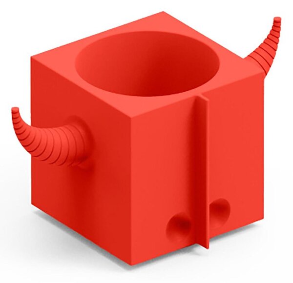 Contenitore Multifunzione FERA OROT DEP, il Toro di Design Dimensioni 40x22x h21 cm vaso, a portaoggetti o a elemento decorativo colore Corallo
