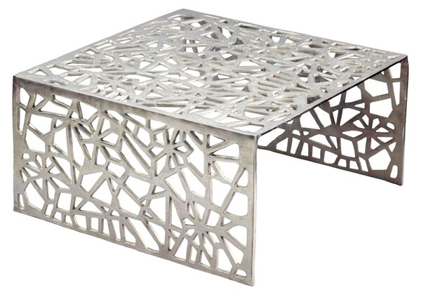 Tavolino da salotto WOHNLING, alluminio argento, 60 cm, forma quadrata. Tavolino in metallo per soggiorno, design moderno, ideale come tavolino da divano, tavolino da caffè o tavolino ausiliario. Realizzato a mano