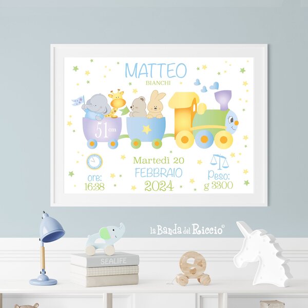 Quadretti Nascita Quadretto nascita Ciuf Ciuf trenino Rosa - Adesivi Murali per Bambini
