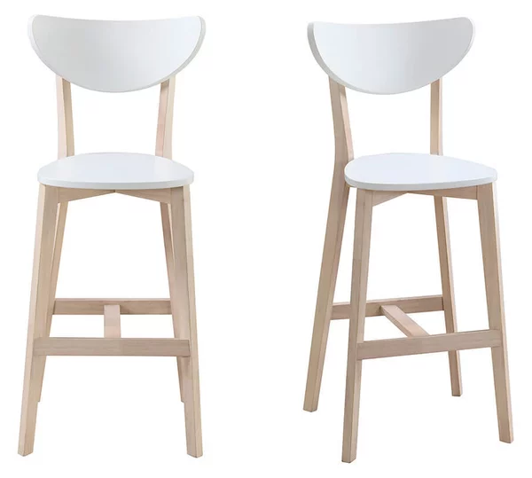 Set di 2 sgabelli da bar scandinavo bianco e legno 75cm LEENA