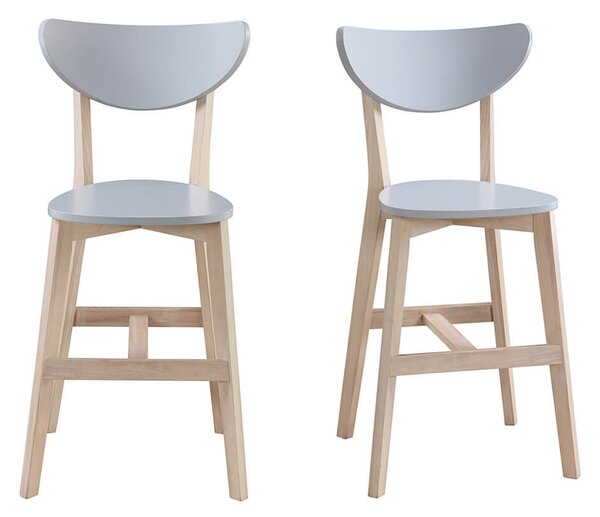 Set di 2 sgabelli da bar scandinavo grigio e legno 65cm LEENA