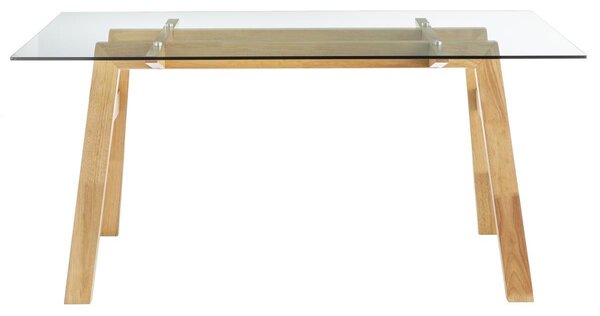 Tavolo da pranzo di design in vetro trasparente e legno L160 cm BACCO