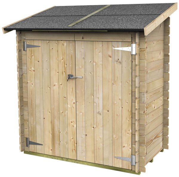Casetta Box da Giardino per Attrezzi 155x85 cm con Porta Doppia Cieca in Legno Naturale