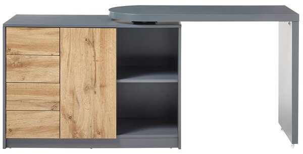 Scrivania industriale con cassettiera mobile in legno massello di mango  L156 cm INDUSTRIA - Miliboo