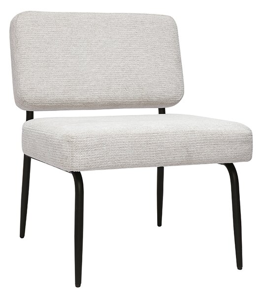 Poltrona in tessuto di ciniglia beige e metallo nero VEDANA