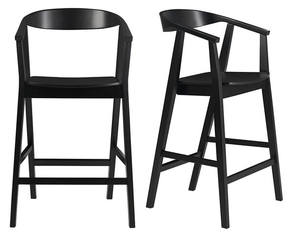 Sgabelli da bar scandinavi in legno nero (set di 2) BAHIA