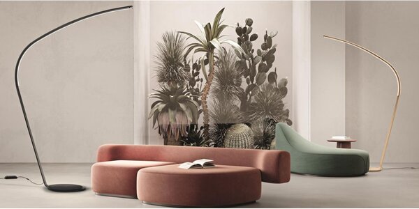STYLE PIANTANA AD ARCO H217 CM IN METALLO NERO O ORO LED 36W LUCE 3000K DIMMERABILE