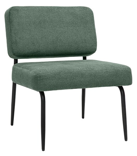 Poltrona in tessuto ciniglia verde kaki e metallo nero VEDANA