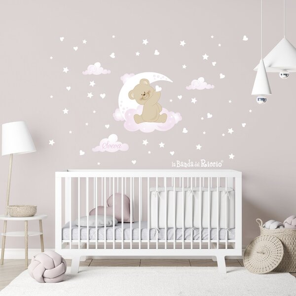 Adesivi murali Amore al chiaro di luna Giallo/Rosa - Adesivi Murali per Bambini