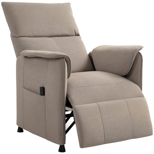 Poltrona Reclinabile Elettrica con Telecomando 80x83x104 cm in Tessuto Effetto Velluto Marrone