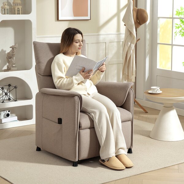 Poltrona Reclinabile Elettrica con Telecomando 80x83x104 cm in Tessuto Effetto Velluto Marrone