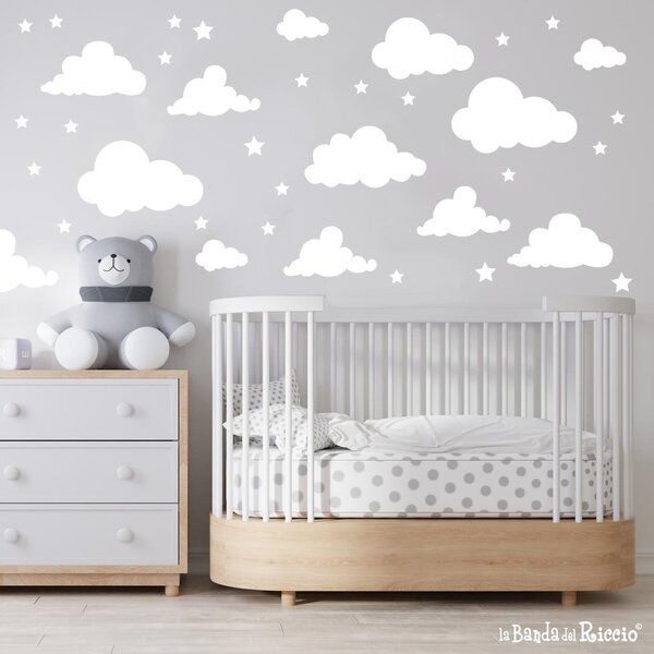 Pattern Le Nuvole Azzurro - Adesivi Murali per Bambini