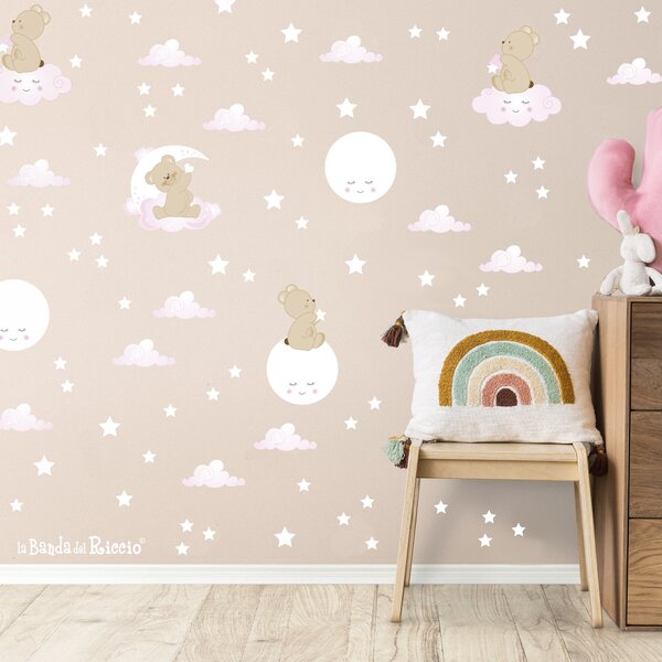 Pattern Pattern Stelle e Desideri Bianco/Azzurro - Adesivi Murali per Bambini