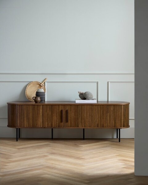 Mobile TV marrone con effetto rovere 180x56x45 cm Nola – Unique Furniture
