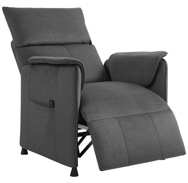 Poltrona Reclinabile Elettrica con Telecomando 80x83x104 cm in Tessuto Effetto Velluto Nero