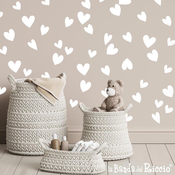 Pattern Cuori Varie misure Rosa - Adesivi Murali per Bambini