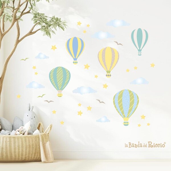 Junior Stickers murali Hot Air Balloons colorati - Adesivi Murali per Bambini