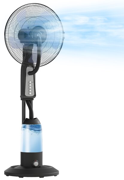 HOMCOM Ventilatore Nebulizzatore a 3 Velocità, Oscillazione 75° e Nebulizzazione Regolabile, Nero | Aosom Italy