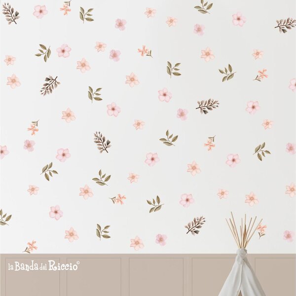 Pattern Romantic Flowers Patterns - Adesivi Murali per Bambini