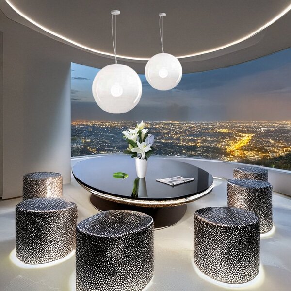 Lampadario vetro soffiato perenz moon 8500 b 50 e27 led bianco - Perenz
