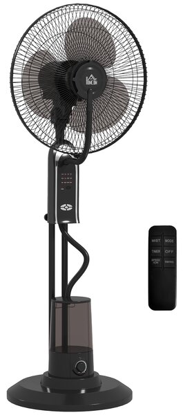 Ventilatore Nebulizzatore Regolabile 3 Velocità 44,5x38,5x120 cm con Telecomando in Metallo e Plastica Nero