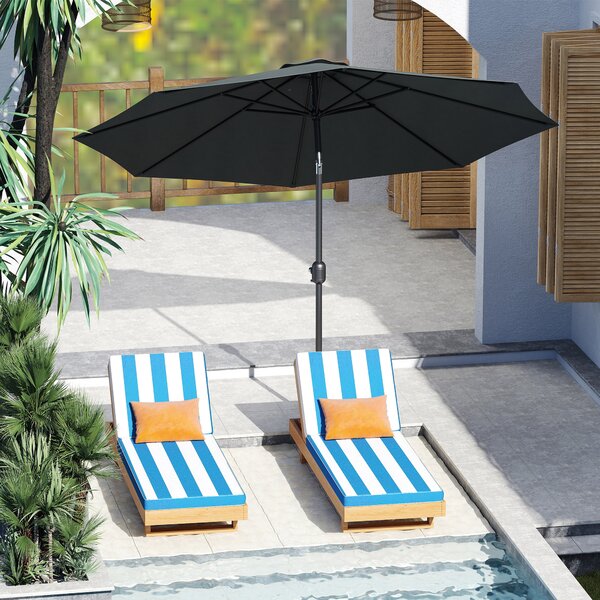 Outsunny Ombrellone da Giardino Φ300cm Grigio Scuro, Inclinabile con Manovella, in Metallo e Poliestere, Elegante|Aosom