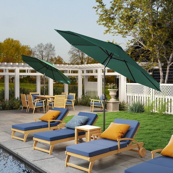 Outsunny Ombrellone da Giardino Φ295cm Inclinabile con Manovella in Metallo e Poliestere Verde|Aosom