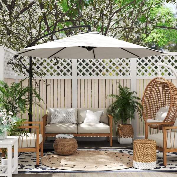 Outsunny Ombrellone da Esterni Struttura in Acciaio e Poliestere Impermeabile Anti-UV Φ300x250cm Crema|Aosom