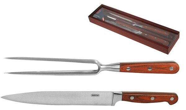 Set 2 pezzi wood&steel in acciaio inox e manico in legno