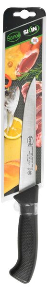 Coltello filettare Skin in acciaio inox manico antiscivolo nero cm 18