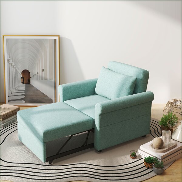 HOMCOM Poltrona Letto Singolo Salvaspazio Reclinabile su 4 Livelli con Seduta Imbottita, 96x84.5x87.5 cm, Verde | Aosom Italy